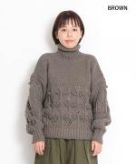 【ラストワン！】ロービング柄編みハンドニット　プルオーバー