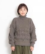 【ラストワン！】ロービング柄編みハンドニット　プルオーバー