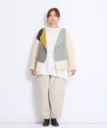 ロービングパッチワークハンドニット　カーディガン
