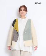 ロービングパッチワークハンドニット　カーディガン