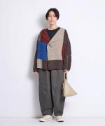 ロービングパッチワークハンドニット　カーディガン