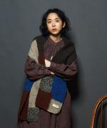 ロービングパッチワークハンドニット　マフラー