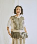 コットンリネン柄編みニット　ベスト