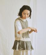 コットンリネン柄編みニット　ベスト