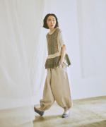 コットンリネン柄編みニット　ベスト
