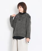 ロービングウールモヘアかぎ針編み　つけ衿プルオーバー