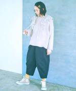 ロービングウールモヘアかぎ針編み　つけ衿プルオーバー