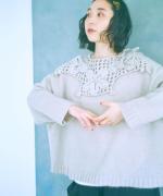 ロービングウールモヘアかぎ針編み　つけ衿プルオーバー