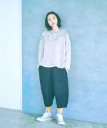 ロービングウールモヘアかぎ針編み　つけ衿プルオーバー