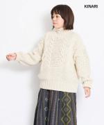 ロービングケーブル柄編み　プルオーバー