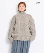 ロービングケーブル柄編み　プルオーバー