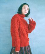 ロービングケーブル柄編み　プルオーバー