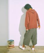 ランダムリブニット　フードプルオーバー
