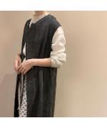 小夜更く sleeveless tabilier robe 墨