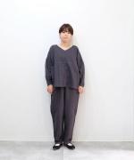 【ラストワン！】リネンコットン(製品染め）Ｖクループルオーバー