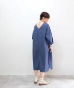 リネンコットン（製品染め）　Vクルーワンピース