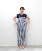 リネンコットン（製品染め）　ギャザーオールインワン