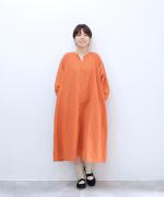 リネンコットン（製品染め）　２ＷＡＹギャザーワンピース