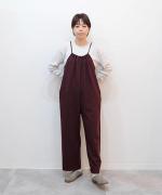 【ラストワン！】ウール天竺　ギャザーオールインワン