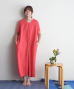 【ラストワン！】リネンコットン　タックワンピース
