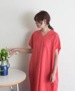 【ラストワン！】リネンコットン　タックワンピース