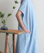 【ラストワン！】リネンコットン　タックワンピース
