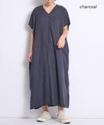 【ラストワン！】リネンコットン　タックワンピース