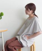 リネンコットン　ステッチポケットプルオーバー