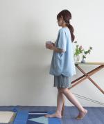 リネンコットン　ステッチポケットプルオーバー