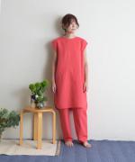 リネンコットン　ステッチポケットスリットタンク