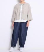 Wrinkled cotton linen　リボンカーディガン