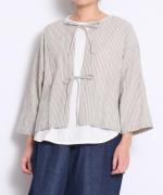 Wrinkled cotton linen　リボンカーディガン
