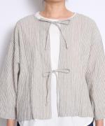 Wrinkled cotton linen　リボンカーディガン