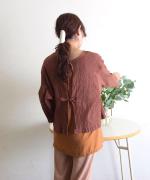 Wrinkled cotton linen　リボンカーディガン
