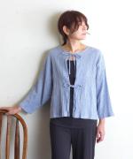 Wrinkled cotton linen　リボンカーディガン