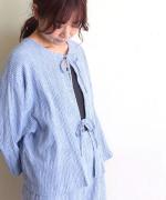 Wrinkled cotton linen　リボンカーディガン