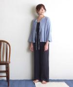 Wrinkled cotton linen　リボンカーディガン