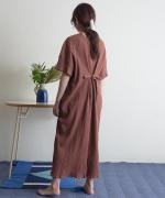 Wrinkled cotton rinen　リボンワンピース