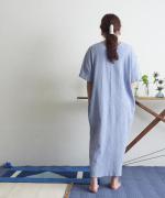 Wrinkled cotton rinen　リボンワンピース