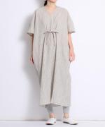 Wrinkled cotton rinen　リボンワンピース