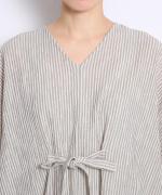 Wrinkled cotton rinen　リボンワンピース