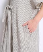Wrinkled cotton rinen　リボンワンピース