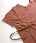 Wrinkled cotton rinen　リボンワンピース