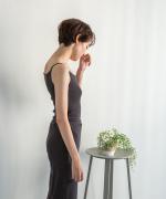 twist cotton rib strech　パッド付キャミソール