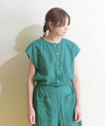リネンコットン　ボタンオールインワン