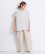 organic cotton sripe パイピングフレンチプルオーバー