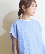 organic cotton sripe パイピングフレンチプルオーバー