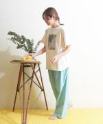 【ラストワン！】organic cotton sripe タックイージーパンツ