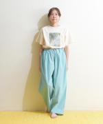 【ラストワン！】organic cotton sripe タックイージーパンツ