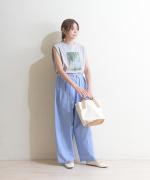 【ラストワン！】organic cotton sripe タックイージーパンツ
